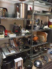 Baking and cooking equipment.  There are twelve chrome rolling racks throughout the house.