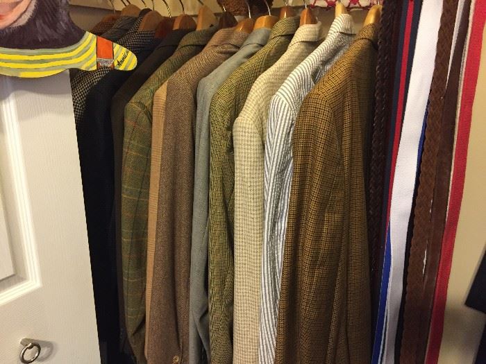 More and more clothes, mostly Brooks Brothers fine camel and cashmere tailored jackets.  Sizes large and extra large.
