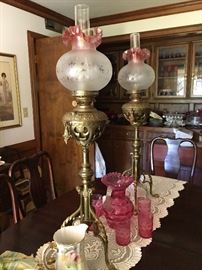 Amazing Reproduction Lamps. Beautifully crafted with English brass fittings, blown glass. 
