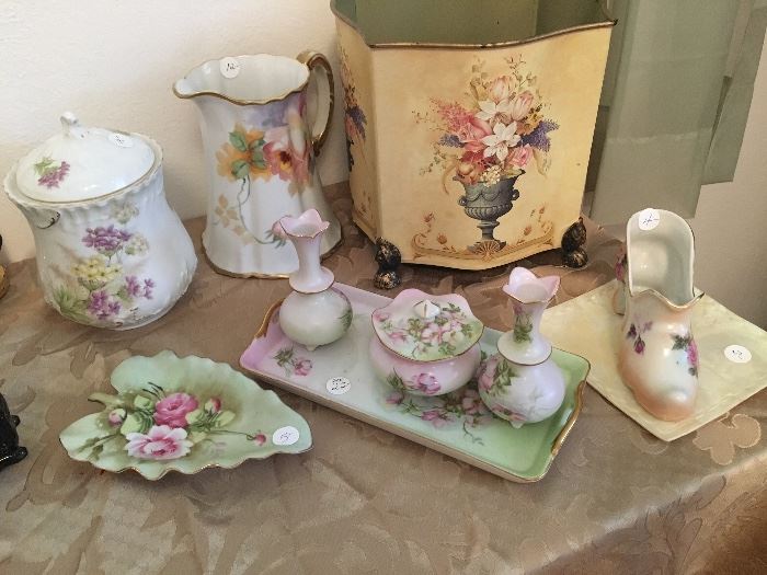 Many lovely hand painted china pieces. 