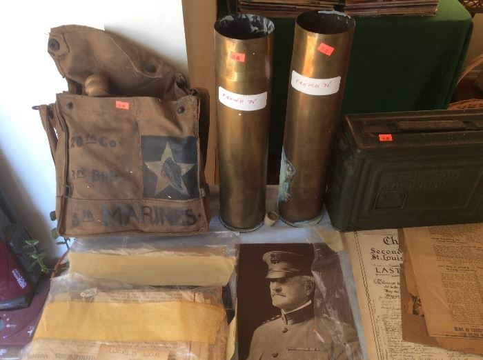 Gas mask WW1   And paper goods. Old shells