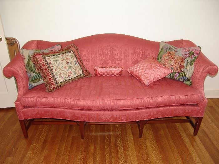 Camel back Chippendale style sofa