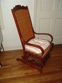 Platform rocker with wicker back and as is seat