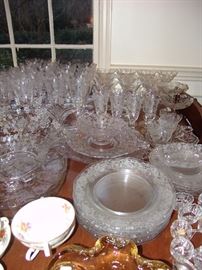 Large collection of etched stemware, " Rosepoint "pattern