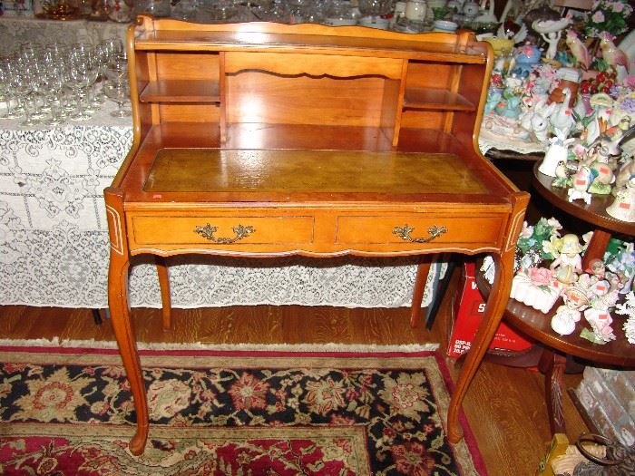 Small ladies' secretary with leather inlay top