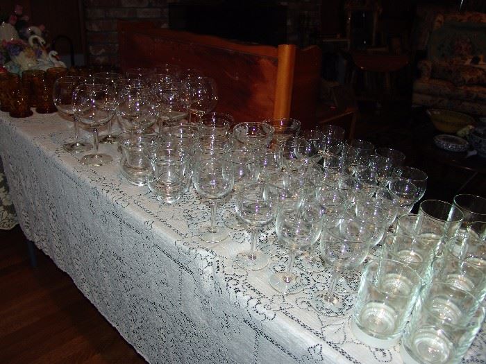 Large assortment of wine glasses
