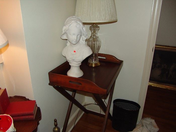 Tray table and female bust