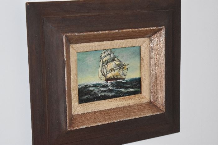 Framed, Oil on Canvas, image of  Full Massed Ship 