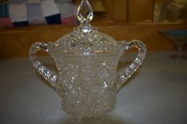 Double Handled Cut Glass Sugar Bowl