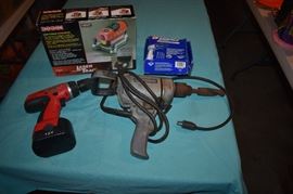 Craftsman 4 in 1 Laser Trac, Campbell Hausfeld Short Barrel Air Hammer,  3/8" Cordless Drill, Vintage Craftsman HD Drill