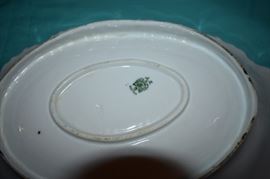 Beautiful Antique Case Glass Vases and Double Handled Hand Painted Porcelain Vegetable Dish signed M. Z. Austria 