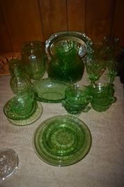 Gorgeous Collection of Depression Green Glass Items