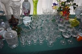 Absolutely Gorgeous Set of Depression Glass Stemware and More again, nearly every piece of glassware, porcelain, etc. was wrapped in newspaper dated from 1946-1975. No reproductions here!