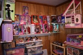 Loads of Vintage Dolls and Accessories in this Estate! From Loaded with Barbies plus Elvis to Back Street Boys to 90210 to Country Music Dolls to Spice Girls Plus Accessories Galore especially for Barbie! We also have Vintage Ty Beanie Babies and Disney Characters --- A large collection represented here as you can see! We even have a large collection of Barbie Ornaments and Bradbury Mint Porcelain Barbie Figurines!