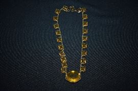 Gorgeous Antique Citrine-like Necklace approx. 16-17"