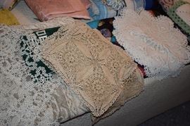 Just some of the many Antique Quilts, Linens, Crochet Items Galore in this Estate!