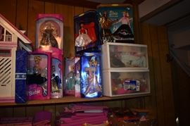 Loads of Vintage Dolls and Accessories in this Estate! From Loaded with Barbies pluse Elvis to Back Street Boys to 90210 to Country Music Dolls to Spice Girls Plus Accessories Galore especially for Barbie! We also have Vintage Ty Beanie Babies and Disney Characters --- A large collection represented here as you can see! We even have a large collection of Barbie Ornaments and Bradbury Mint Porcelain Barbie Figurines!