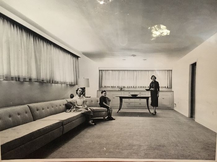 Here’s this same sofa in it’s original state, circa 1950’s. It’s one of the first pieces of furniture put in this house and has been there all this time, just having been reupholstered to keep up with the times! 