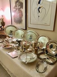 Loads and loads of silverplate serving pieces. 