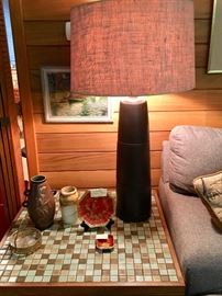Stunning monumental 3-tier stacked matte brown table lamp designed by Gordon Martz for Marshall Studios (signed). Early 1960’s, stands over 3 feet tall.