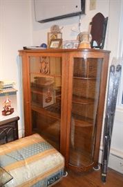 Vintage Tiger Oak Curio Cabinet