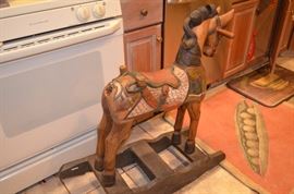 Vintage Wood Rocking Horse
