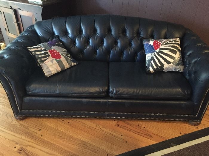Navy blue leather sofa 