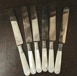 Silver knives with Mother of Pearl handles