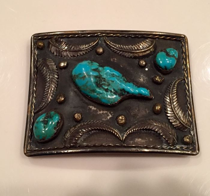 Silver and Turquoise belt buckle 