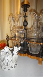 Vintage Cruets with Stoppers in holders