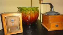 Coffee grinder, Small Safe, Vintage Planter