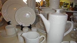 White Dish Set, Service for 12 plus extra serving pieces