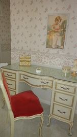 French Provincial Ladies writing desk w/ chair.