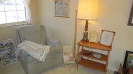 Arm Chair, Side table and lamp