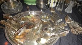 Silver Plate Flatware and serving pieces