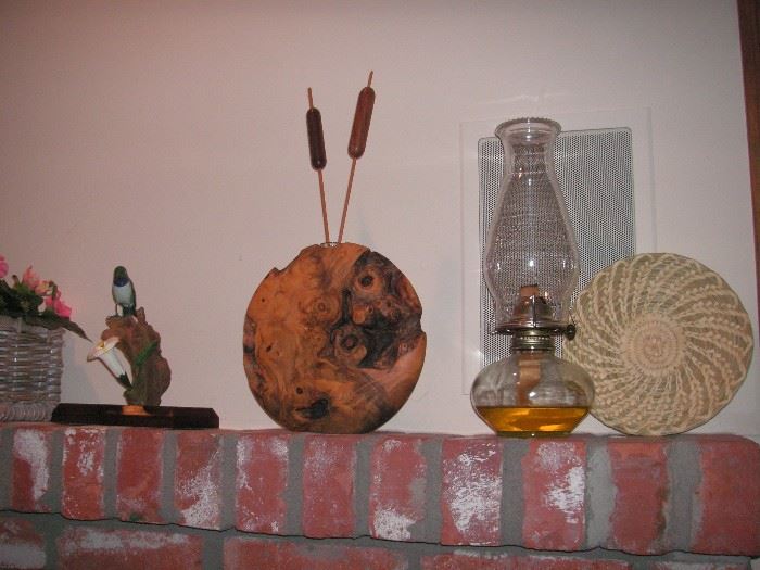 Warren Vienneau handmade burled wood vase w/wood cattails