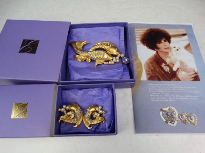 Elizabeth Taylor Sea Shimmer Pin Earrings Set