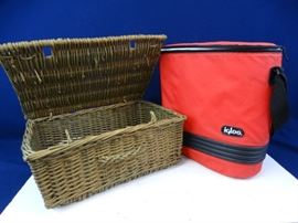 Picnic Basket and Nylon Igloo Cooler