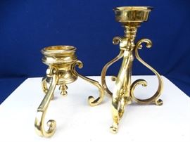 Two Heavy Brass Candle Holders