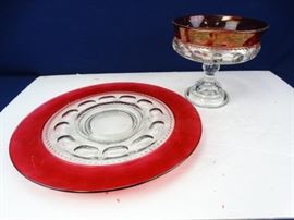 Vintage Glass Bowl and Platter