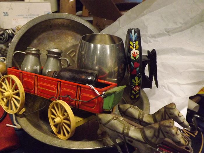 pewter...vintage pie plates...toy/decor only