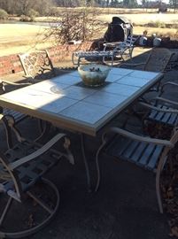 Metal patio dining table and chairs
