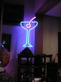 Neon martini glass light sculpture