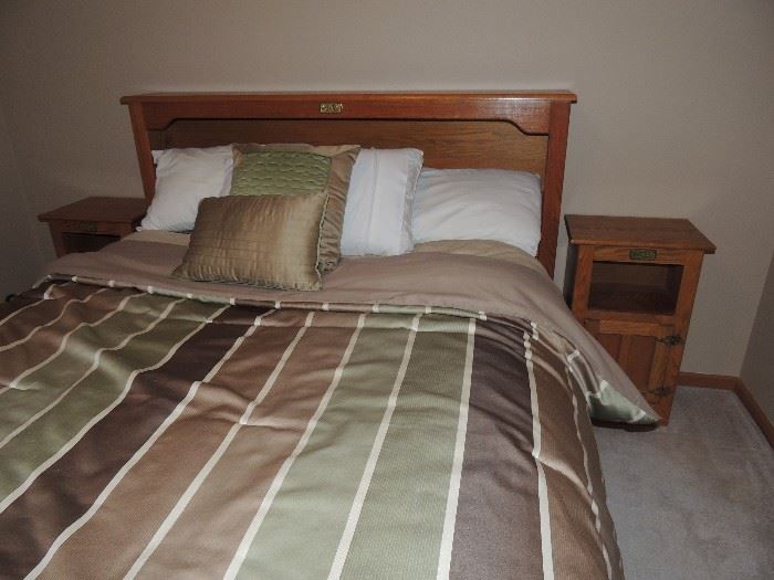 White Oak by Simmons Hardware Co bedroom set. Queen headboard, tall 5 dresser drawer, 2 night stands, t.v stand and 2 side tables. The bedding, mattress, and frame is not included. $800 for all