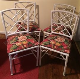 Four Meadowcraft Faux Bamboo Cast Aluminum Chairs