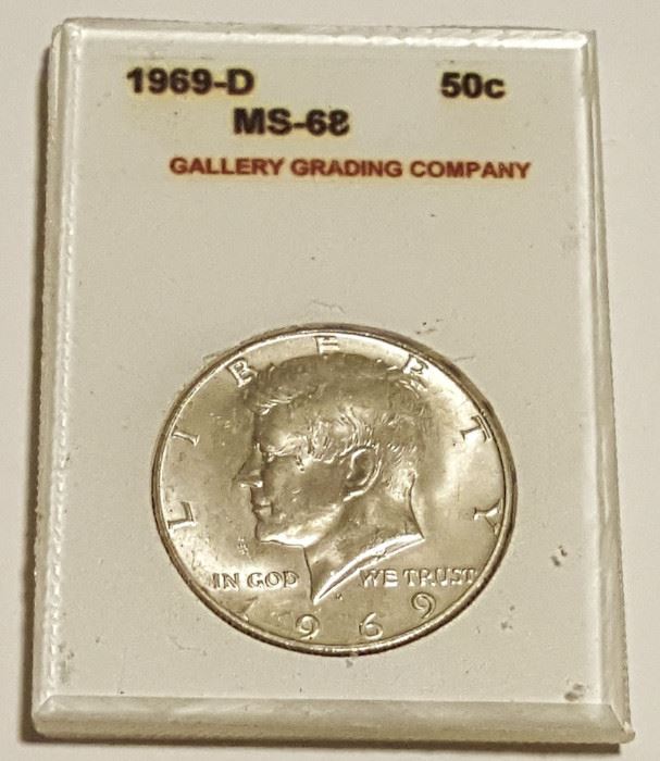HCC002 Graded 1969-d Kennedy Silver Half Dollar
