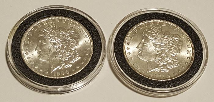 HCC009 1900 & 1901 Morgan Silver Dollars
