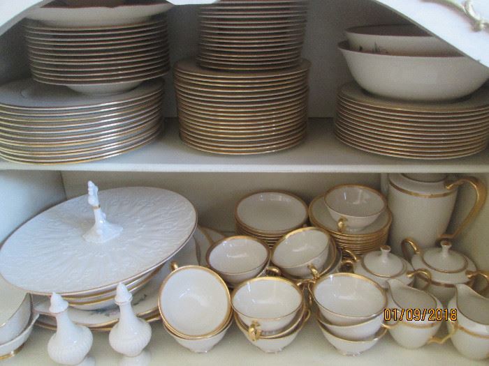 Lenox Tuxedo Pattern Service for 12 Many serving pieces  Pristine! 