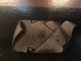 1. Oil Painting by P. Cesarini of Still Life w/ Pears & Pewter Pitcher in Gilt Frame (27" x 31")