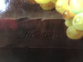 2. Oil Painting by Francois of Still Life Fruit in Ornate Gold Frame (28" x 24")